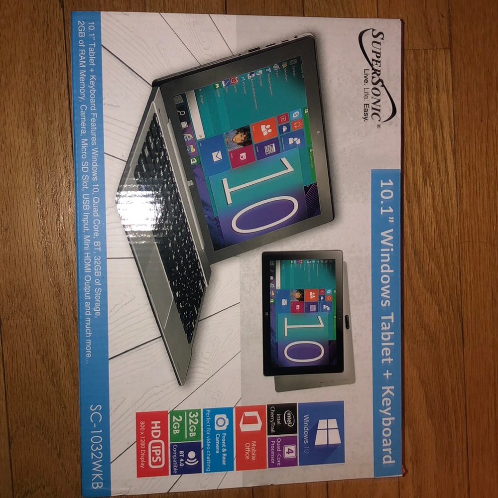 Super sonic 10.1” Windows tablet + keyboard